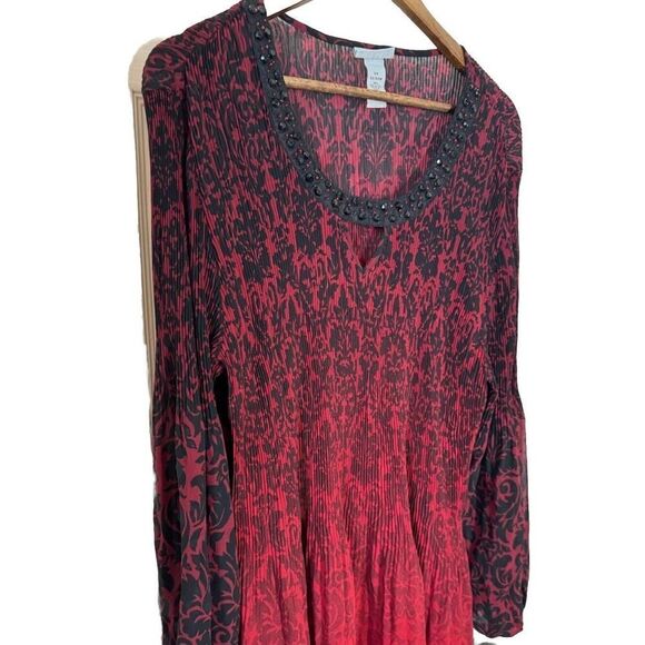 Catherines Tops - Catherines‎ Top 2x Plus Red Black Accordion Pleat Ombré Stretch Whimsigoth Vamp